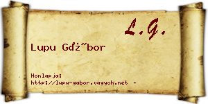 Lupu Gábor névjegykártya
